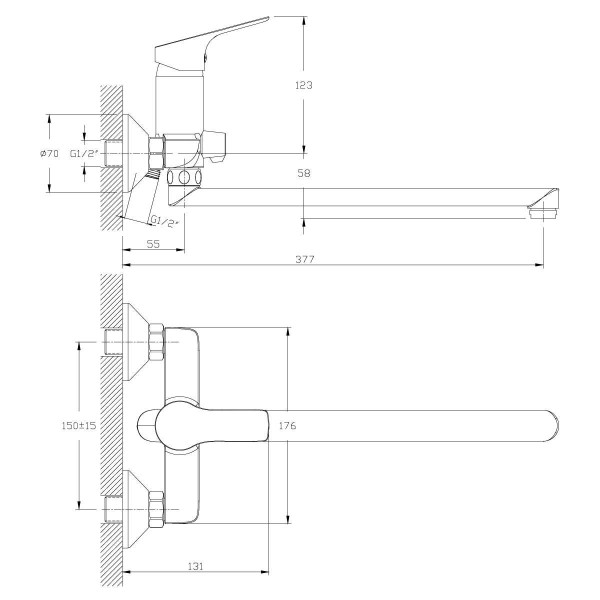 Смеситель для ванны и душа Rossinka RS29-33 с душевым комплектом (RS29-33)