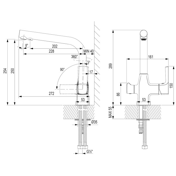 Смеситель для кухни Lemark Ursus с выводом для питьевой воды черный матовый (LM7258BL)