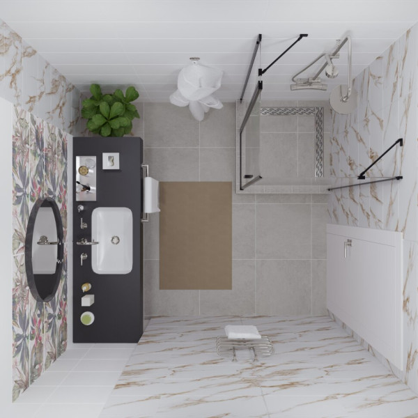 Душевой уголок Triton Йота 90x90 стекло прозрачное, профиль черный (DK282)