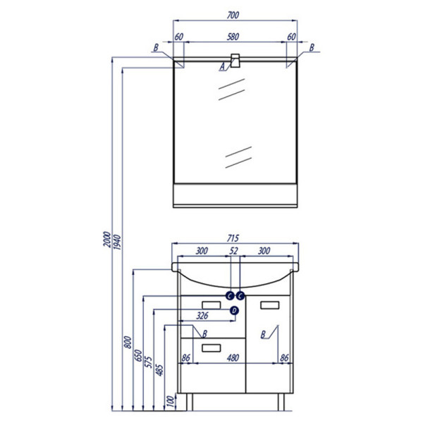 Тумба напольная Aquaton 65,2x31,2x70 дуб Сомерсет (1A20871BAC20) Тумба напольная Aquaton 65,2x31,2x70 дуб Сомерсет (1A20871BAC20)