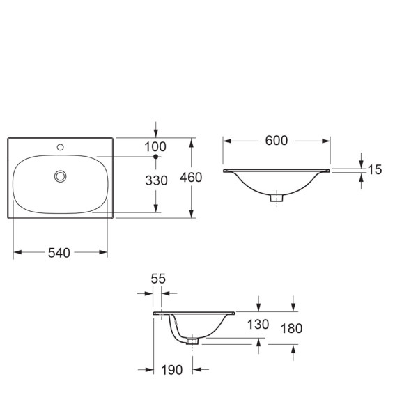 Раковина встраиваемая Cezares Molveno 60x46x18 (CZR-1923-600)
