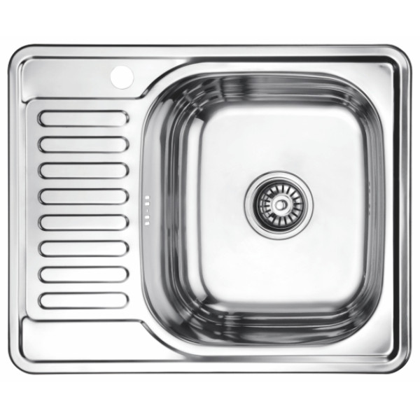 Мойка врезная Ledeme 580x480x180 (0.8мм) выпуск 3 1/2" правая чаша декор (L65848-R)