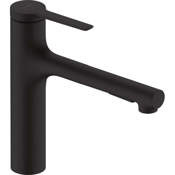 Смеситель для кухни Hansgrohe Zesis M33 черный, с видвижным изливом (74804670)