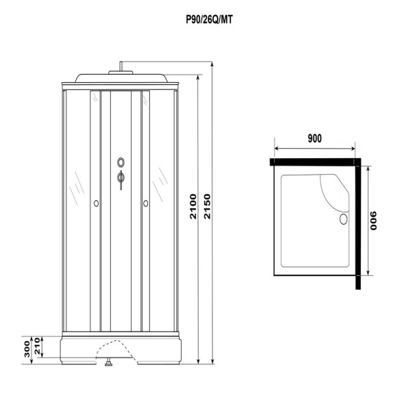 Душевая кабина Promo 90x90 стекло матовое, профиль белый (P90/26Q/MT)