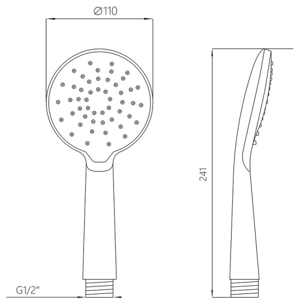 Душевая лейка Melodia 1 функция d110 L245 белый/серый (MKP26100_wt)
