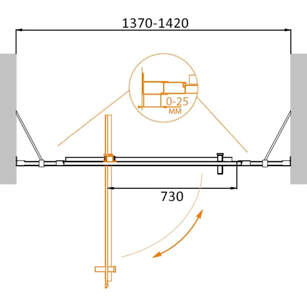 Душевая дверь Cezares Molveno 140x195 стекло прозрачное, профиль хром (MOLVENO-BA-12-100+40-C-Cr-IV)
