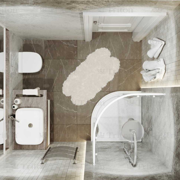 Душевой уголок Triton 100*100 А стекло полосы, профиль белый (DK164_2)