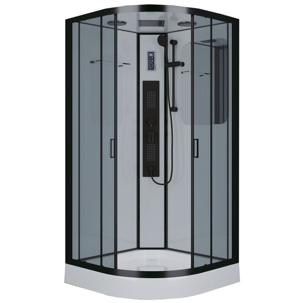 Душевая кабина Niagara с гидромассажем Premium 900*900*2100 стекло прозрачное, профиль черный (NG-6901-01G BLACK)