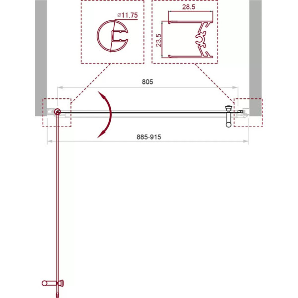 Душевые двери BelBagno Uno 90x190 стекло матовое, профиль хром (UNO-B-1-90-P-Cr)