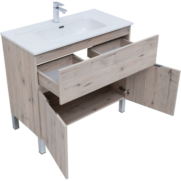 Тумба напольная Aquanet Алвита New 90 1 ящик, 2 дверцы, дуб веллингтон белый (00303912) Тумба напольная Aquanet Алвита New 90 1 ящик, 2 дверцы, дуб веллингтон белый (00303912)