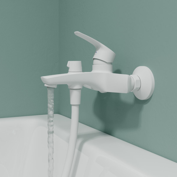 Смеситель для ванны и душа Iddis Ray белый (RAYWT02i02WA)