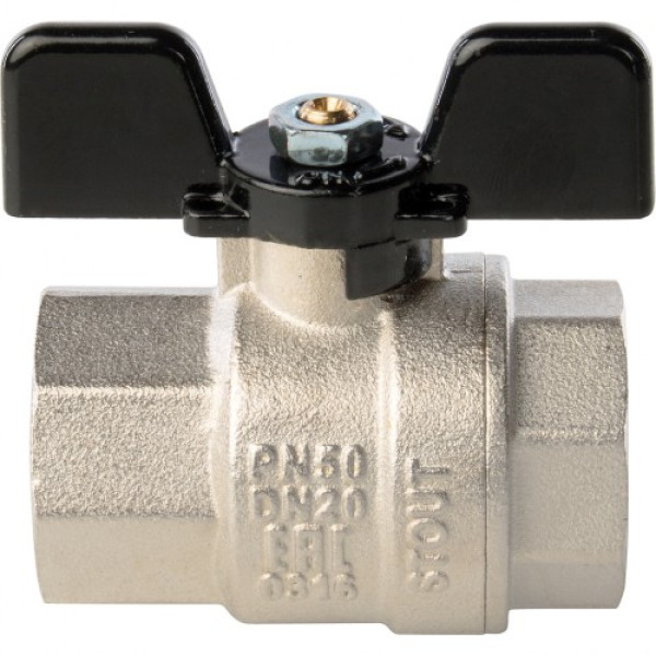 Кран 3/4" ВВ шаровый Stout (черная бабочка, полнопроходной) SVB-0002-000020 Кран 3/4" ВВ шаровый Stout (черная бабочка, полнопроходной) SVB-0002-000020