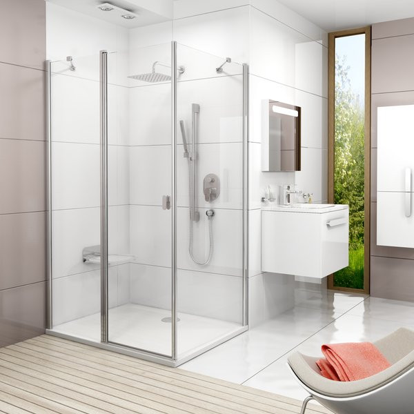 Дверь душевая Ravak Chrome 100x195 стекло прозрачное, профиль белый (1QVA010Z1)