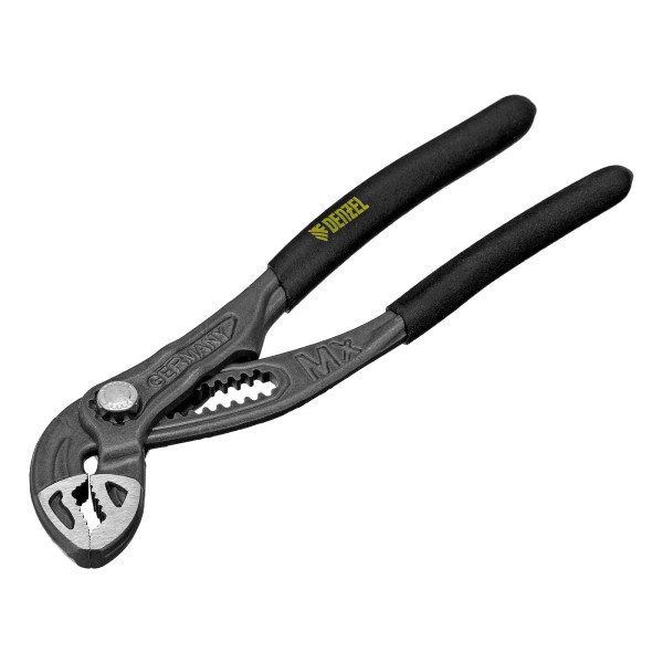 Клещи переставные 180 мм Denzel (кнопочный механизм, обливные рукоятки) (17905)