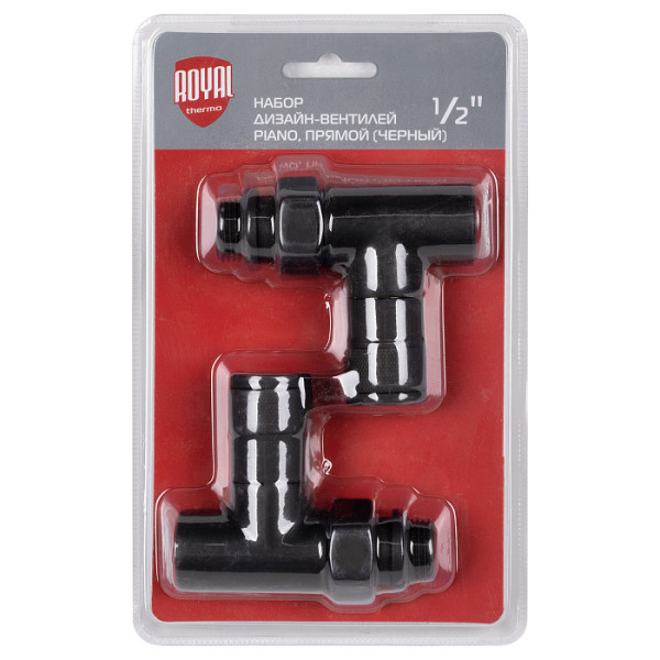 Комплект дизайн-вентилей Royal Thermo PIANO 1/2" прямой (черный) (RTE 56.0011) Комплект дизайн-вентилей Royal Thermo PIANO 1/2" прямой (черный) (RTE 56.0011)