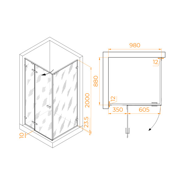 Душевой уголок RGW Stilvoll 100x90x200 стекло матовое, профиль серый (353204009-210) Душевой уголок RGW Stilvoll 100x90x200 стекло матовое, профиль серый (353204009-210)