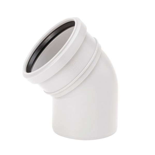 Отвод канализационный однораструбный Uponor Decibel 50*45 (1000201) Отвод канализационный однораструбный Uponor Decibel 50*45 (1000201)