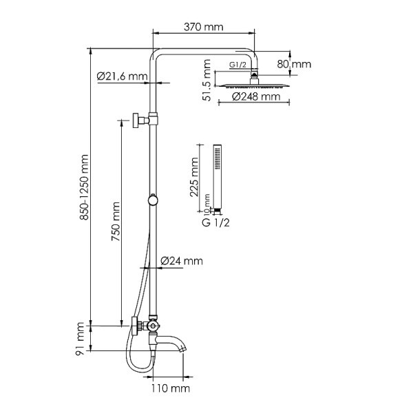 Душевая система WasserKRAFT черная (A288.258.217.BM Thermo)