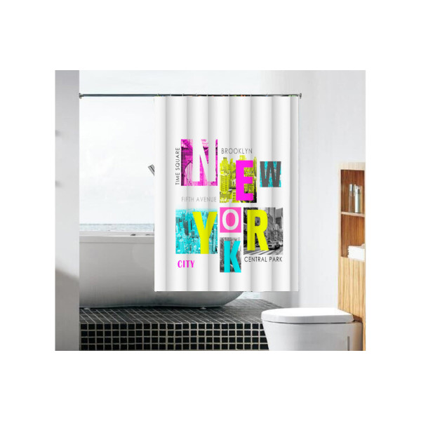 Шторка для ванны текстильная Melodia 180х180 см Нью-Йорк (MZ-107) Шторка для ванны текстильная Melodia 180х180 см Нью-Йорк (MZ-107)