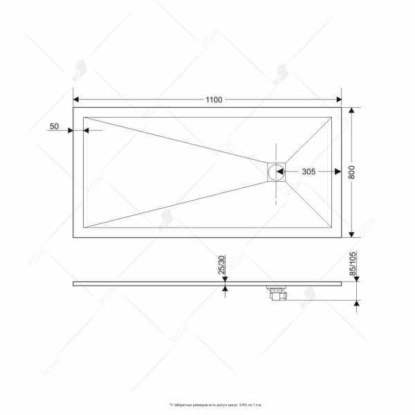 Душевой поддон RGW STone Tray ST-118G 80*110 16152811-02