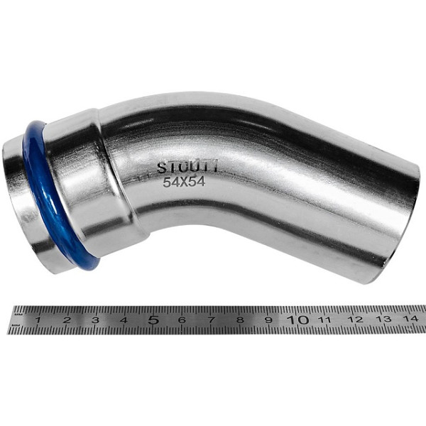 Угол 54х45 однораструбный Stout SSS-2004 ВПр-НПр (нерж.ст., пресс) SSS-2004-000054 Угол 54х45 однораструбный Stout SSS-2004 ВПр-НПр (нерж.ст., пресс) SSS-2004-000054