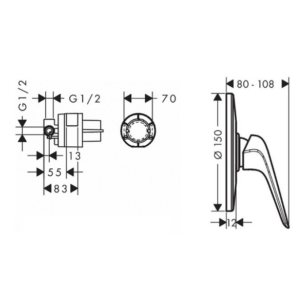 Смеситель для душа Hansgrohe Novus (71068000) со скрытой частью