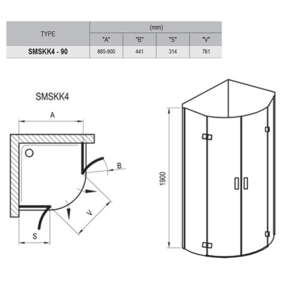 Душевой уголок Ravak SmartLine 90x90x190 стекло прозрачное, профиль хром (3S277A0Y1)