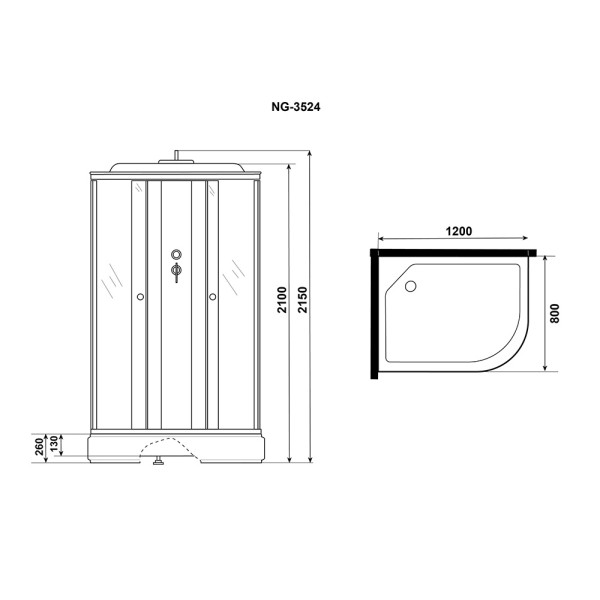 Душевая кабина Eco 80x120 стекло тонированное, профиль хром матовый (E120/80/26L/TN)