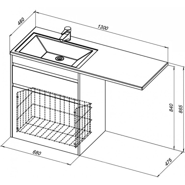 Тумба напольная Aquanet Токио 68 белый (напольная, 1 ящик) (00239291) Тумба напольная Aquanet Токио 68 белый (напольная, 1 ящик) (00239291)