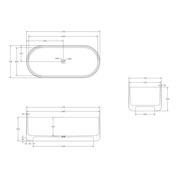 Ванна прозрачная Abber Kristall 170x75 черная (AT9708Onyx) Ванна прозрачная Abber Kristall 170x75 черная (AT9708Onyx)