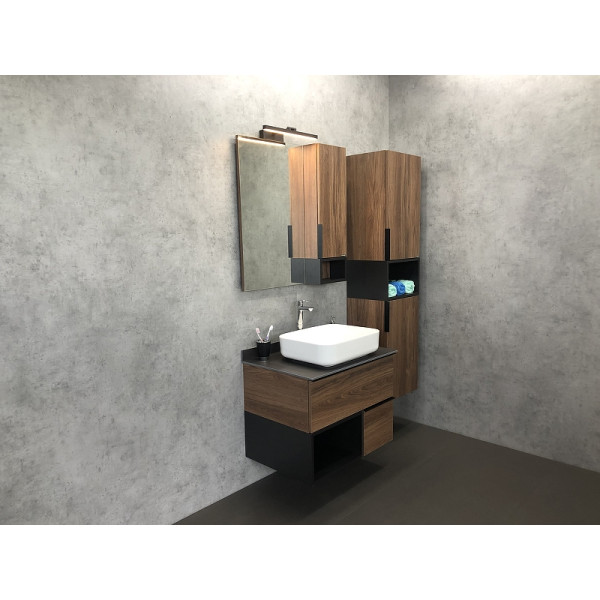 Шкаф зеркальный Comforty Штутгарт 750x160x800 дуб темно-коричневый (00004151037)