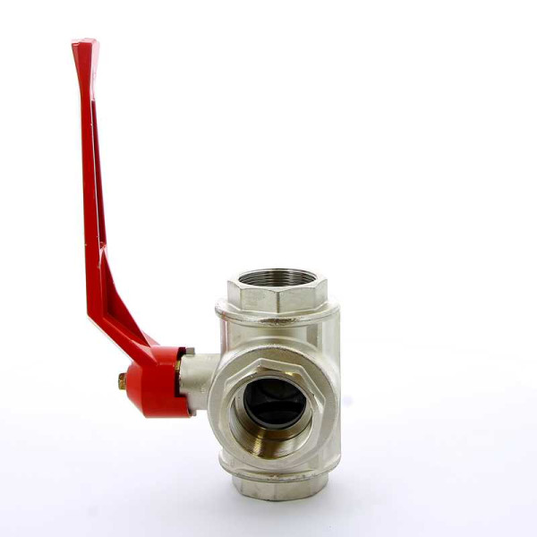 Кран Itap 2" шаровый трёхходовой T-порт (красная ручка-рычаг) (1280200T)