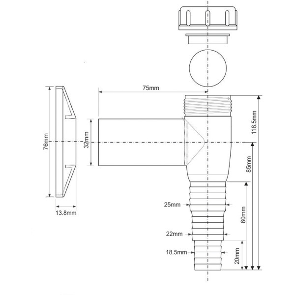 Сифон для подключения бытовой техники McAlpine 32 мм пластик, хром (WMV-32CP) Сифон для подключения бытовой техники McAlpine 32 мм пластик, хром (WMV-32CP)