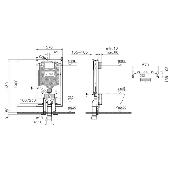 Инсталляция для подвесного унитаза Vitra VPro 3/6 л (765-5800-01)