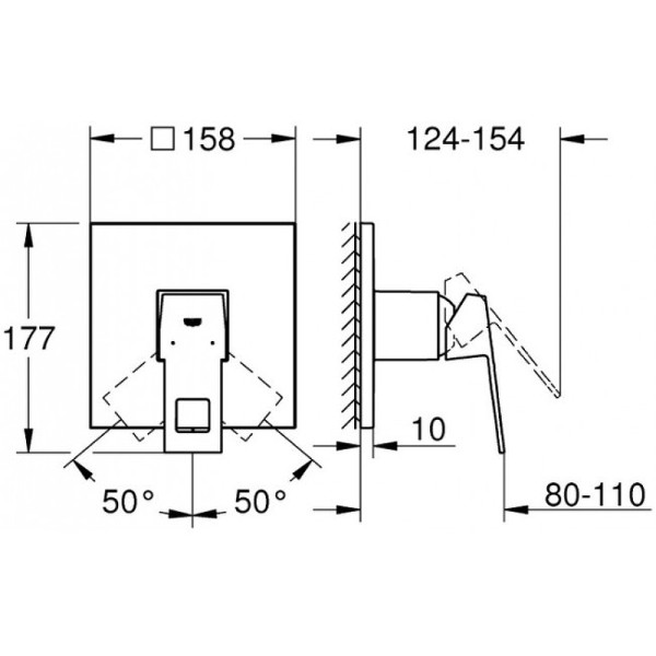 Смеситель для душа Grohe Eurocube внешняя часть хром (24061000) Смеситель для душа Grohe Eurocube внешняя часть хром (24061000)