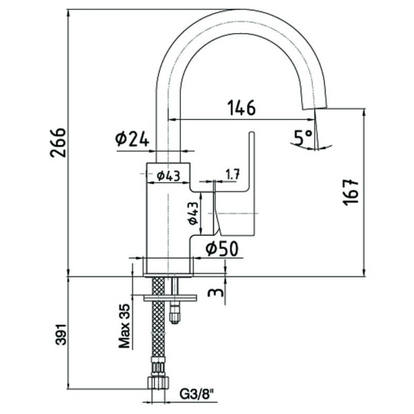 Смеситель для раковины E.C.A Nita (102188036EX) Смеситель для раковины E.C.A Nita (102188036EX)