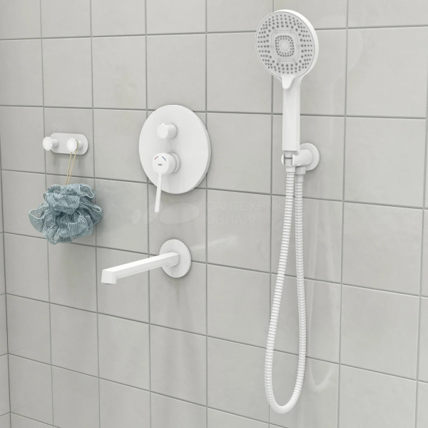 Душевая система скрытого монтажа Iddis Odda с тропическим душем ручным душем и изливом белый матовый (ODDWT03i68)