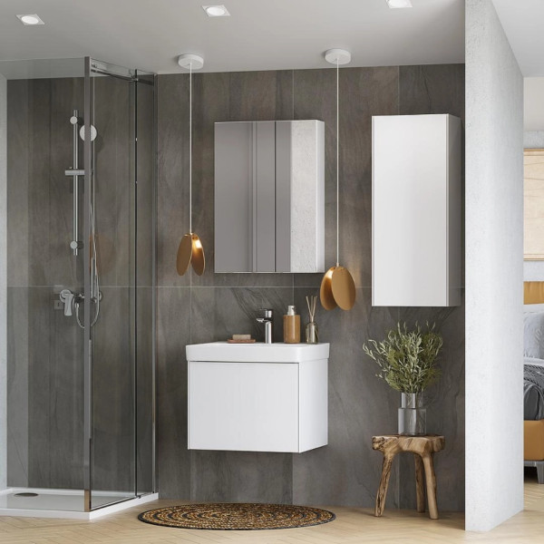 Тумба-умывальник Aquaton Асти 55 Белый матовый/Белый глянец/1WH501620 Умывальник Адриана 55 (1A2631K0AX2B0)