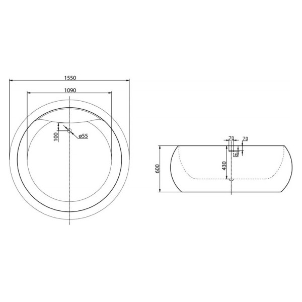 Ванна акриловая BelBagno 155x155 белая (BB30-155)