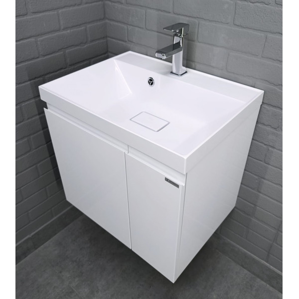 Тумба подвесная под умывальник Bazis 60 Graffo белый глянец без ящика Домино (DGr2405T)