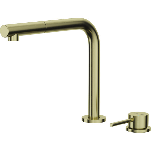 Смеситель для кухни Omoikiri Nara-S-LG с выдвижным изливом светлое золото (4994485)