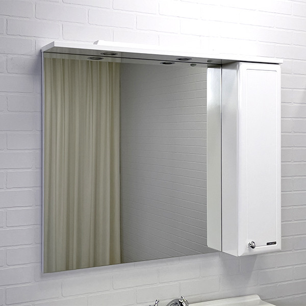 Шкаф зеркальный Comforty Севилья 1000x820x155 слоновая кость глянцевый (00-00001349)