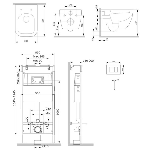 Комплект инсталляция с унитазом AM.PM MasterFit с клавишей S глянц хром c унитазом Gem FlashClean с сид (IS100251.901701)