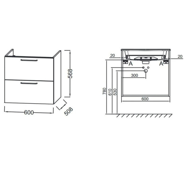 Тумба подвесная Jacob Delafon Odeon Rive Gauche 60 дуб табак (EB2520-R9-E52)