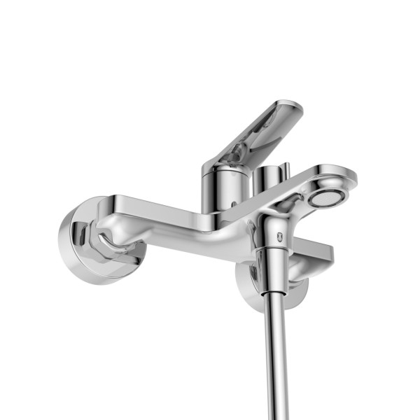 Смеситель для ванны и душа в комплекте с ручным душем, шлангом и держателем BelBagno (UNIQUE-VASM-CRM)