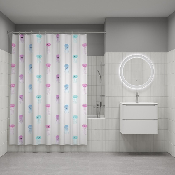 Шторка для ванны текстиль Iddis 200x180 полиэстер с рисунком (BO03P18i11)