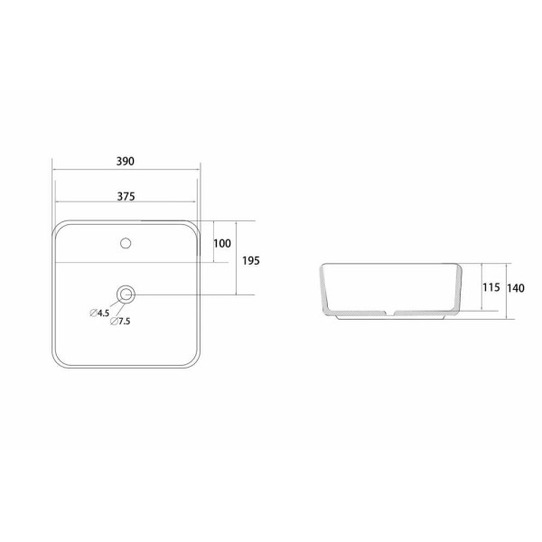 Раковина накладная Abber Rechteck белая (AC2215)