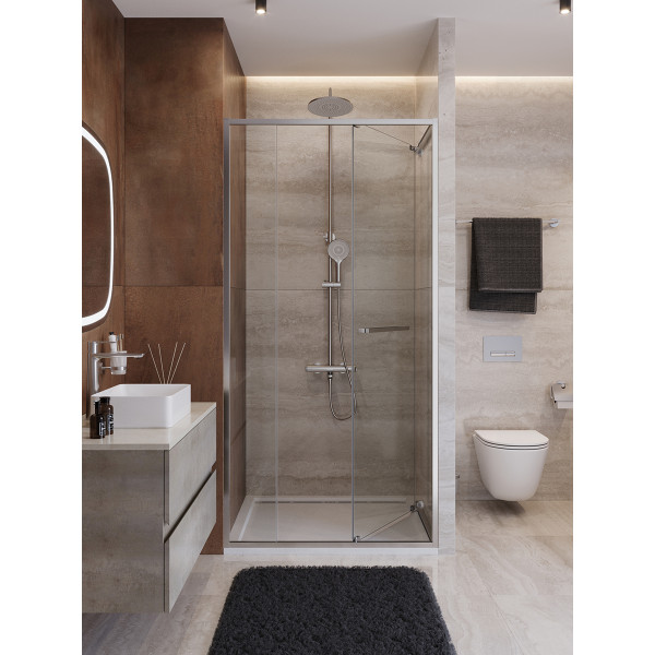 Душевая дверь Cezares Lux 100x195 стекло прозрачное, профиль хром (LUX-B-FS-11-100-C-CR)