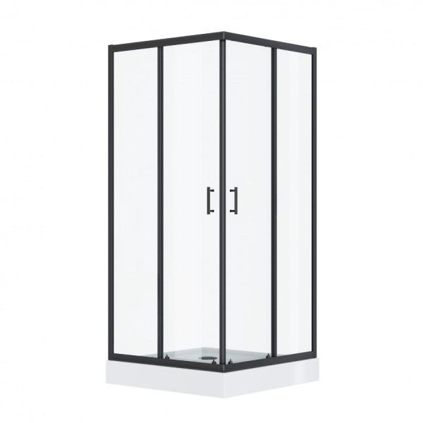 Душевой уголок Santek Вэлия 80x80x195 стекло (прозрачное, профиль черный (1WH501788)