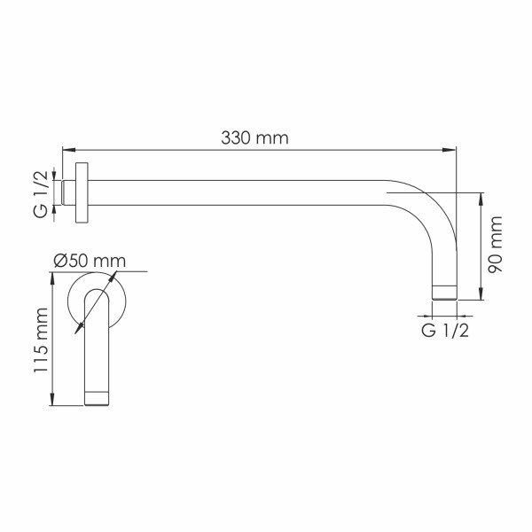 Излив для душа WasserKRAFT 5х11х33 розовое золото (A338)